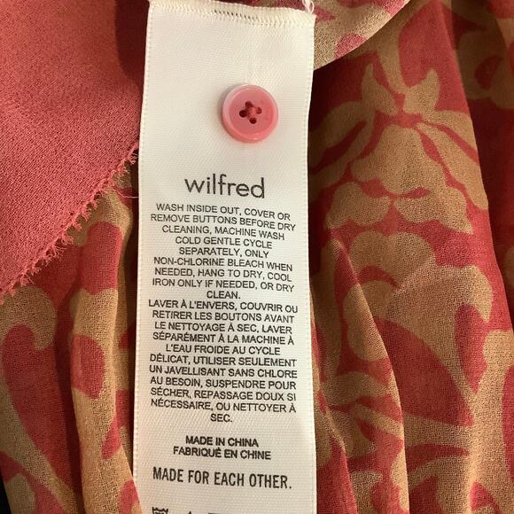 Aritzia Wilfred Valencia Rosy Red Maplewood Mock Neck Puff Sleeve Blouse XS - Picture 10 of 10